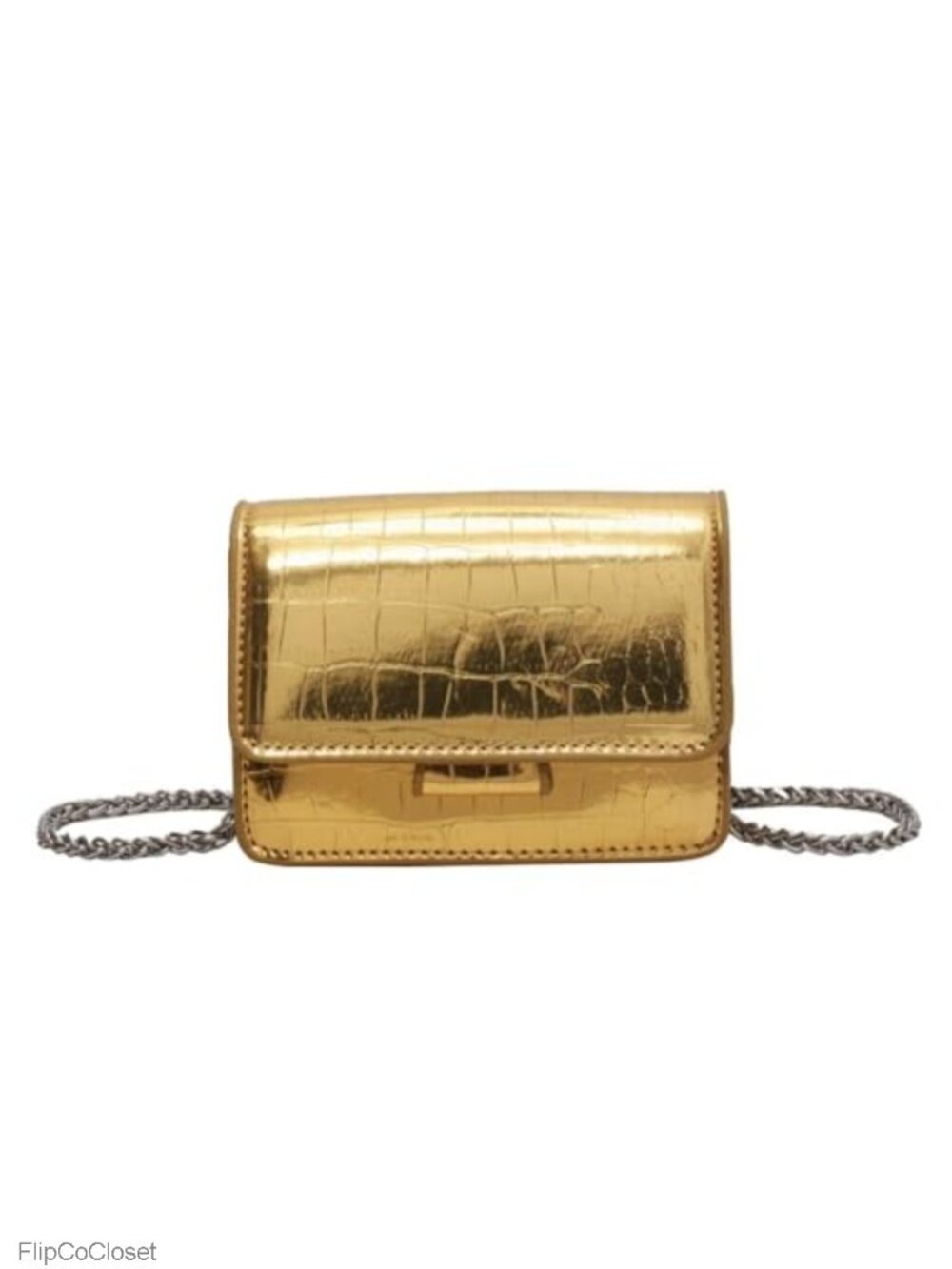 Metallic Evening Mini Purse Silver Crossbody Clutch Nightclub Y2K